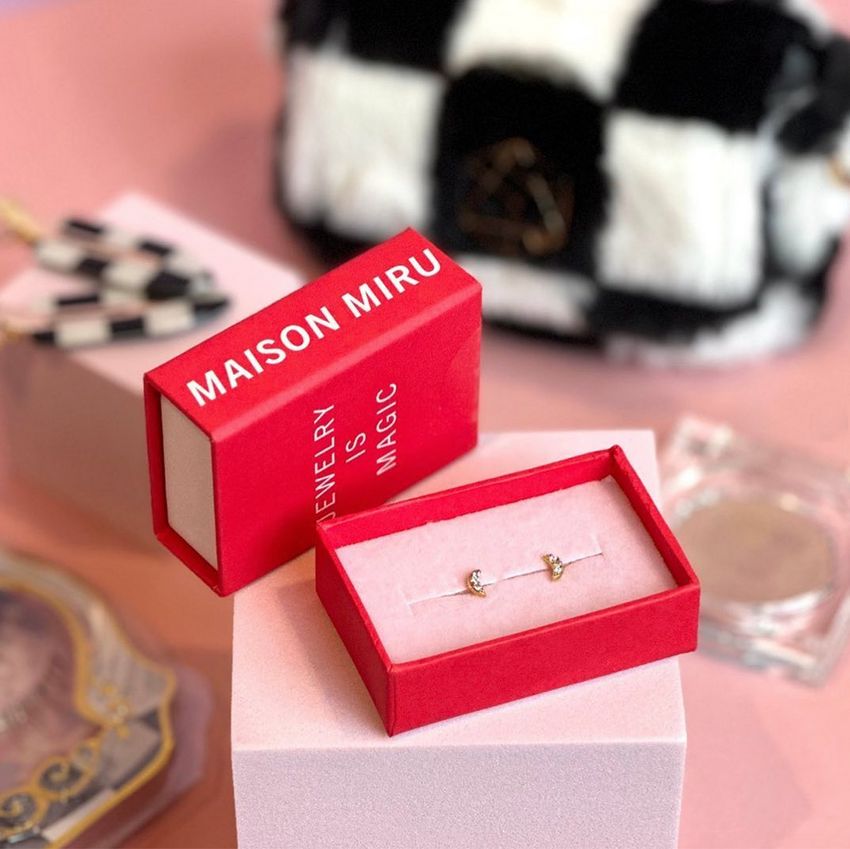 【MAISON MIRU】PAVE MOON FLAT BACKピアス Pave Moon Push Pin Flat Back Earring