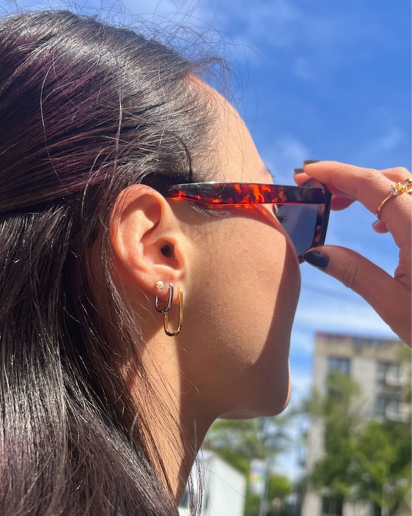 ◆Maison Miru◆Halo Oval Hoop Earrings in Titanium Halo Oval Hoop Earrings in Titanium