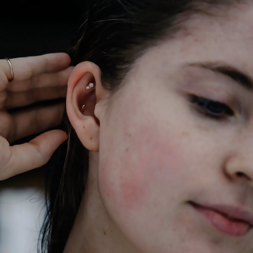 Pave Moon Push Pin Flat Back Earring